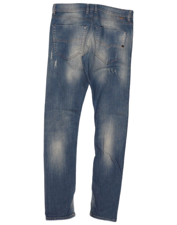Diesel Mens Tepphar Distressed Carrot Slim Jeans W30 L32 Blue Cotton
