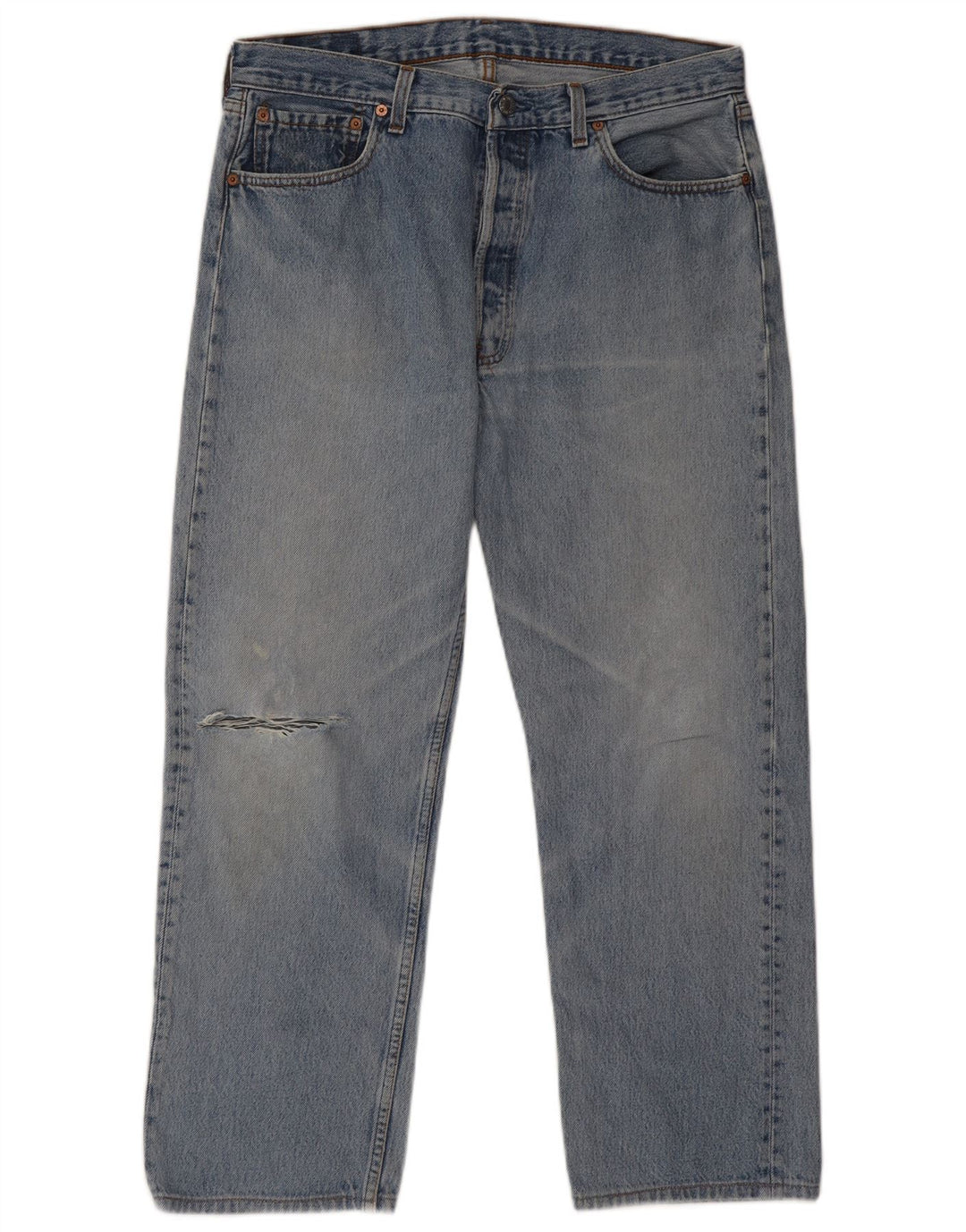 Levi's Mens 501 Distressed Straight Jeans W32 L27 Μπλε βαμβακερό