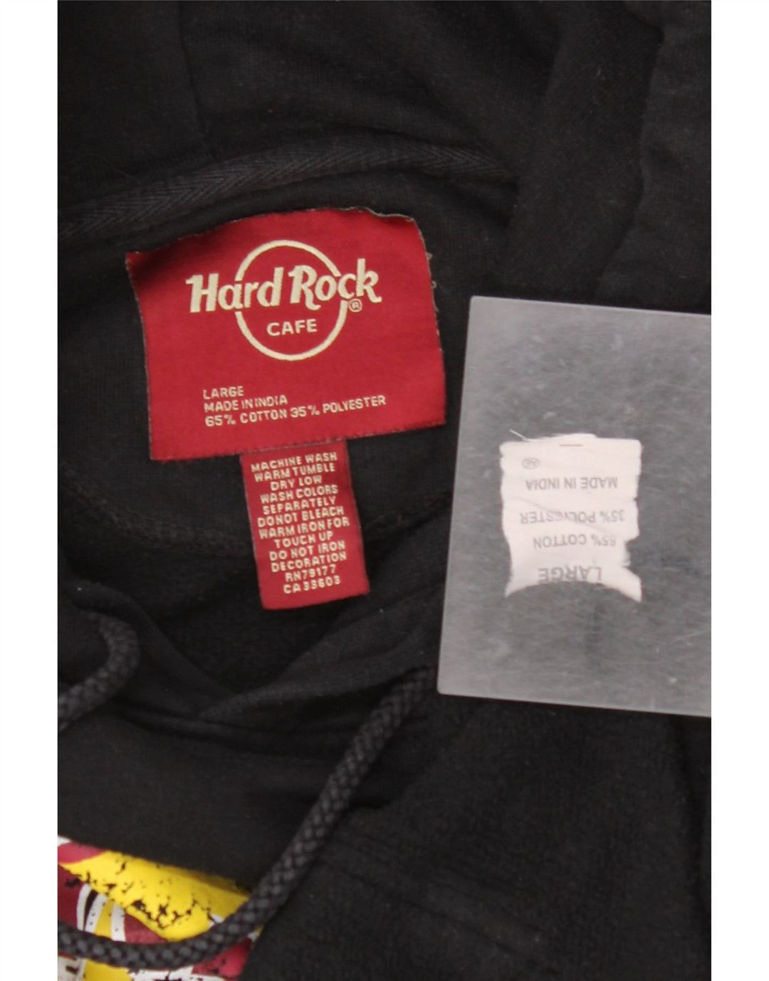 HARD ROCK CAFE Ανδρικά Vienna Graphic Hoodie Jumper μεγάλο μαύρο βαμβακερό