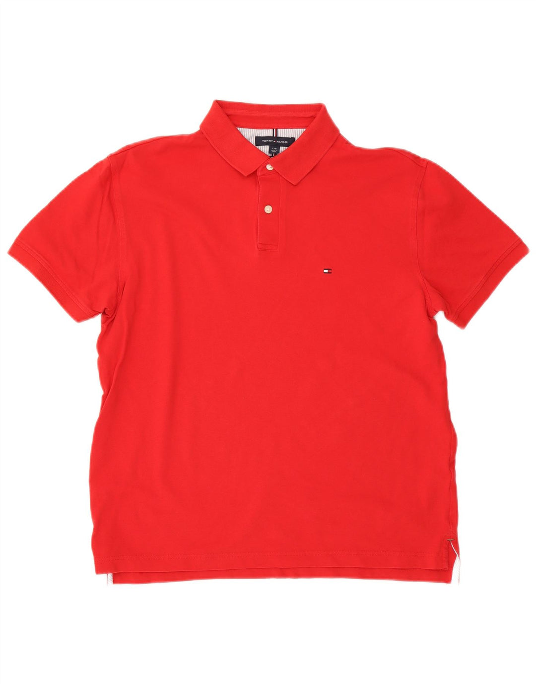 Tommy Hilfiger Ανδρικό πουκάμισο Polo με κανονική εφαρμογή, μεγάλο κόκκινο βαμβακερό