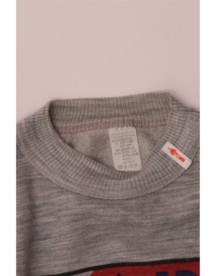Vintage γυναικείο γραφικό φούτερ Jumper UK 14 Medium Grey Colourblock