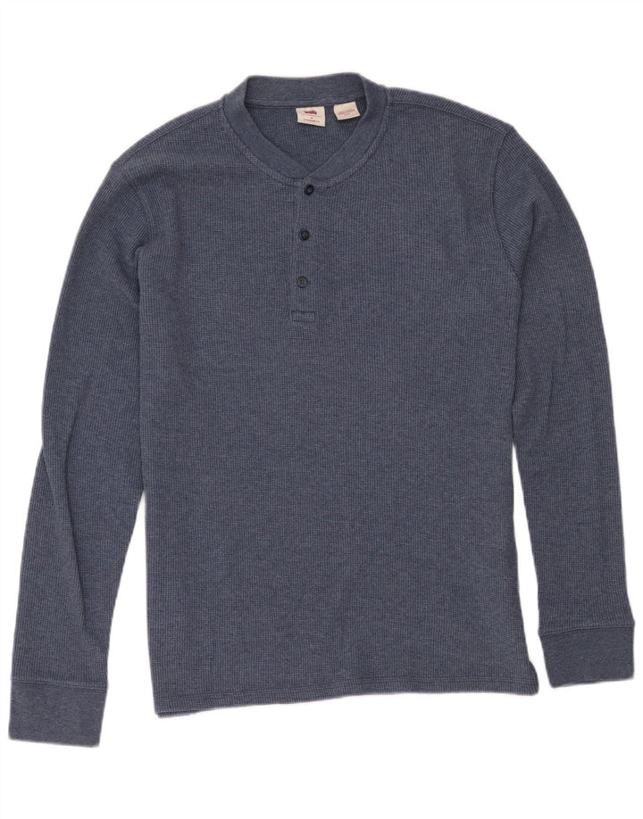 Ανδρικό μπλουζάκι Levi's Standard Fit Μακρυμάνικο μεσαίο, μπλε βαμβακερό