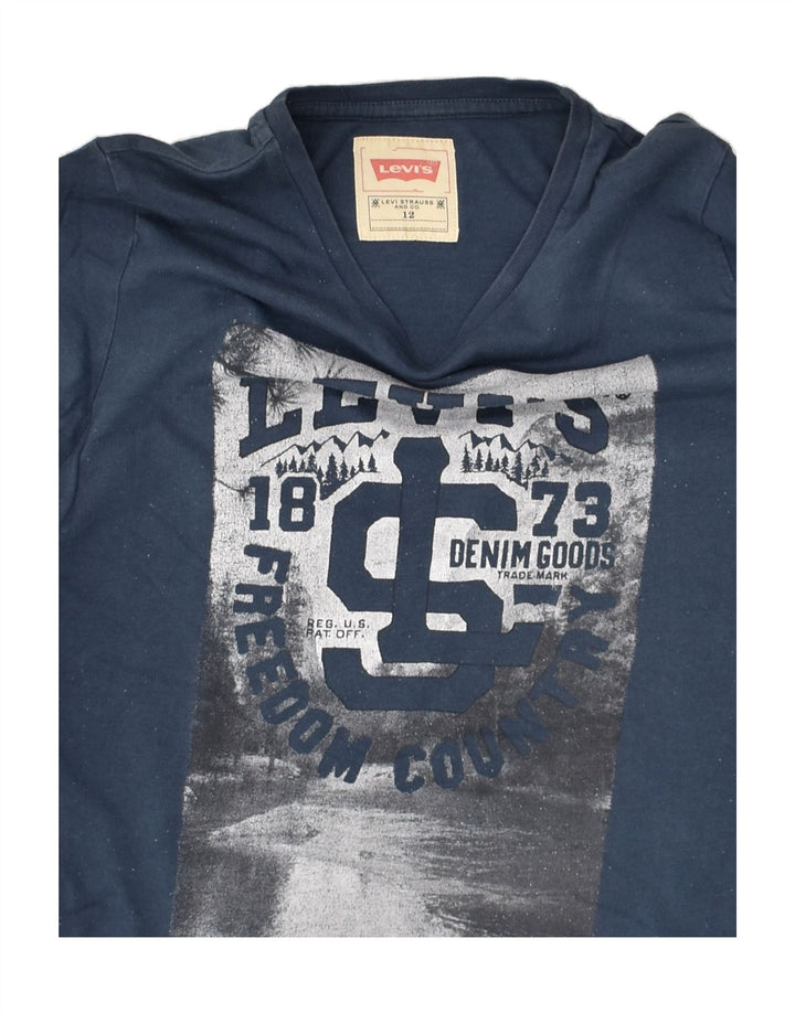 LEVI'S Boys Graphic Top Long Sleeve 11-12 Years Navy Blue Cotton | Vintage Levi's | Thrift | Second-Hand Levi's | Used Clothing | Messina Hembry 