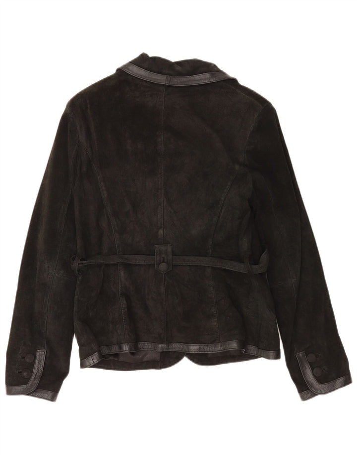 Επόμενο Γυναικείο Suede Blazer Jacket UK 14 Medium μαύρο δέρμα