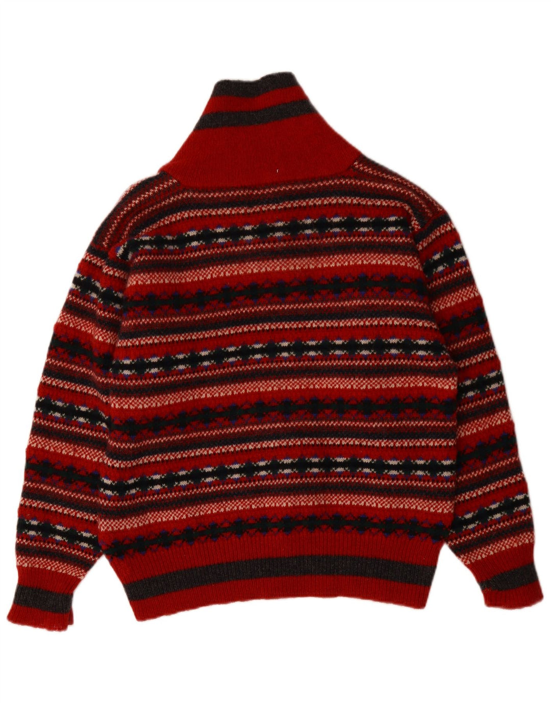 ΑΡΧΕΣ Γυναικείο πουλόβερ με λαιμό σάλι UK 14 Medium Red Fair Isle