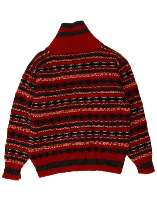 ΑΡΧΕΣ Γυναικείο πουλόβερ με λαιμό σάλι UK 14 Medium Red Fair Isle