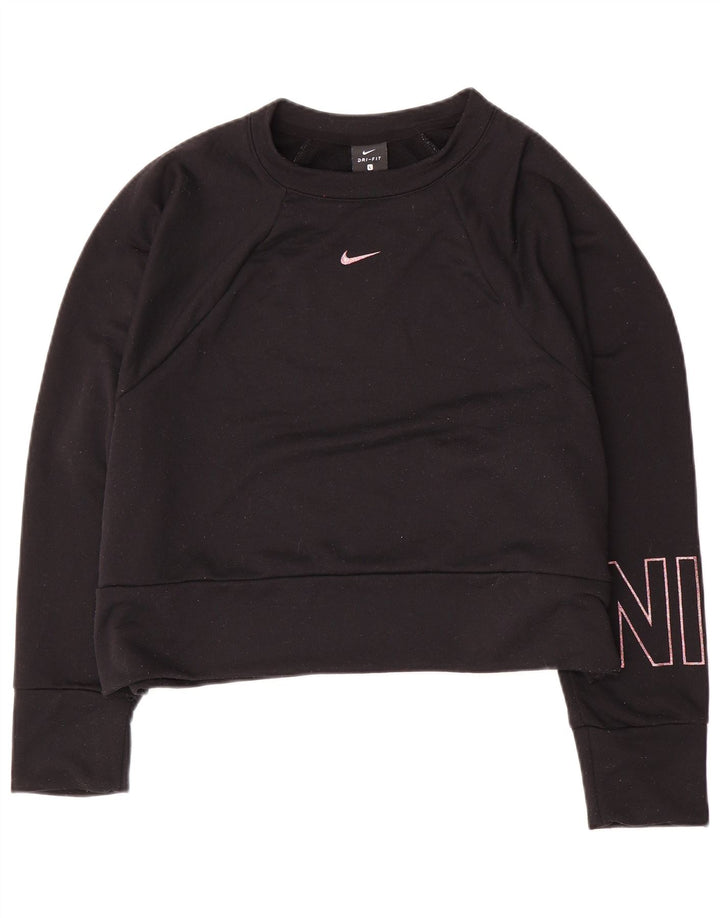 Γυναικείο Nike Dri Fit γραφικό φούτερ μεγάλου μεγέθους Jumper UK 16 μεγάλο μαύρο