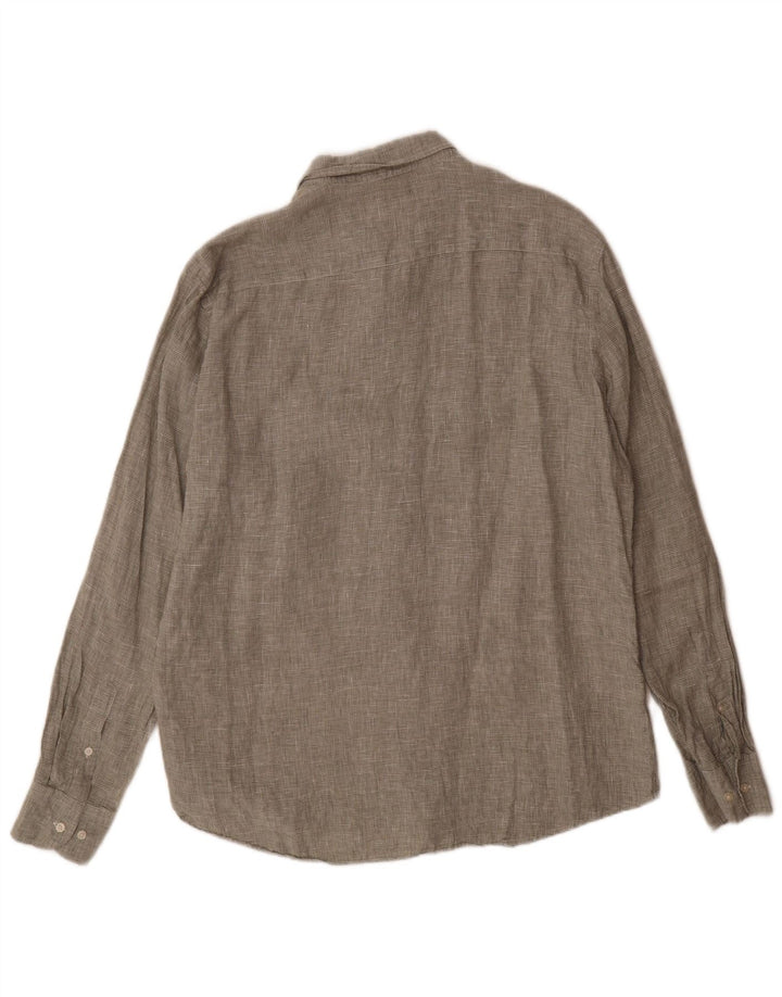 Massimo Dutti Ανδρικό πουκάμισο XL Πράσινο λινό Houndstooth
