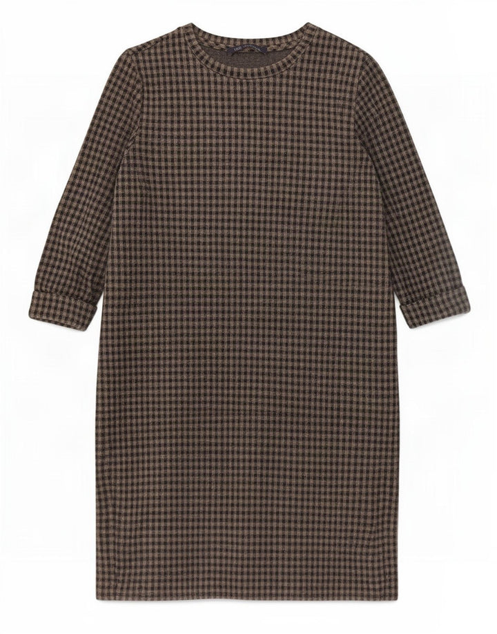 Marks & Spencer Γυναικείο φόρεμα 3/4 Sleeve Shift UK 10 Small Grey Gingham