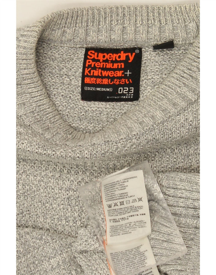 Superdry Ανδρικό πουλόβερ με λαιμόκοψη μεσαίου γκρι βαμβακερό
