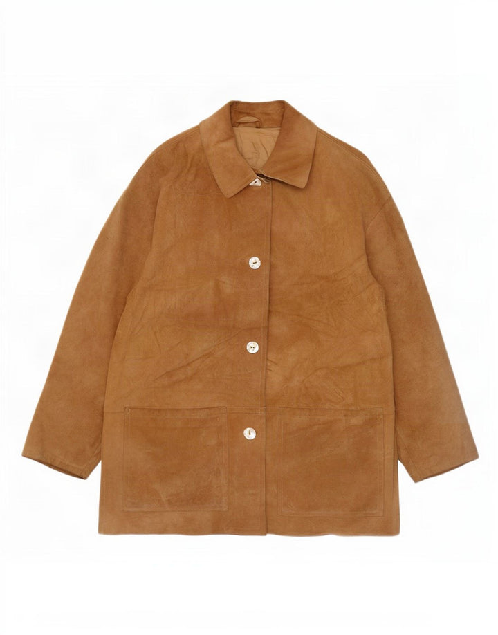 Vintage Γυναικείο Oversized Σουέντ Πανωφόρι IT 42 Medium Beige Leather