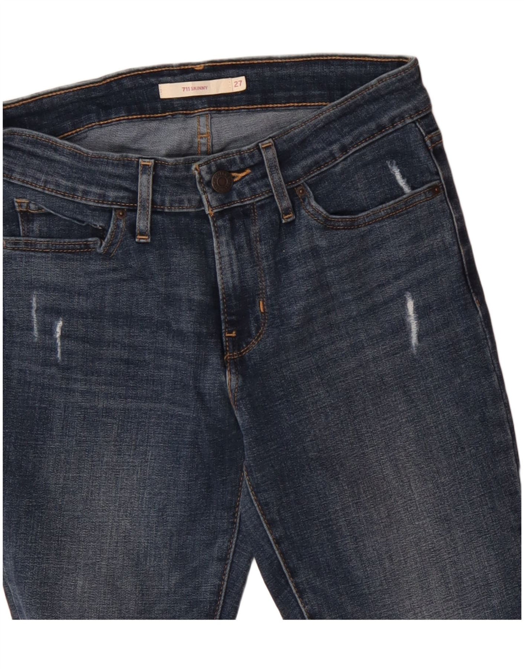 LEVI'S Womens 711 Distressed Skinny Jeans W27 W27 Μπλε βαμβακερό