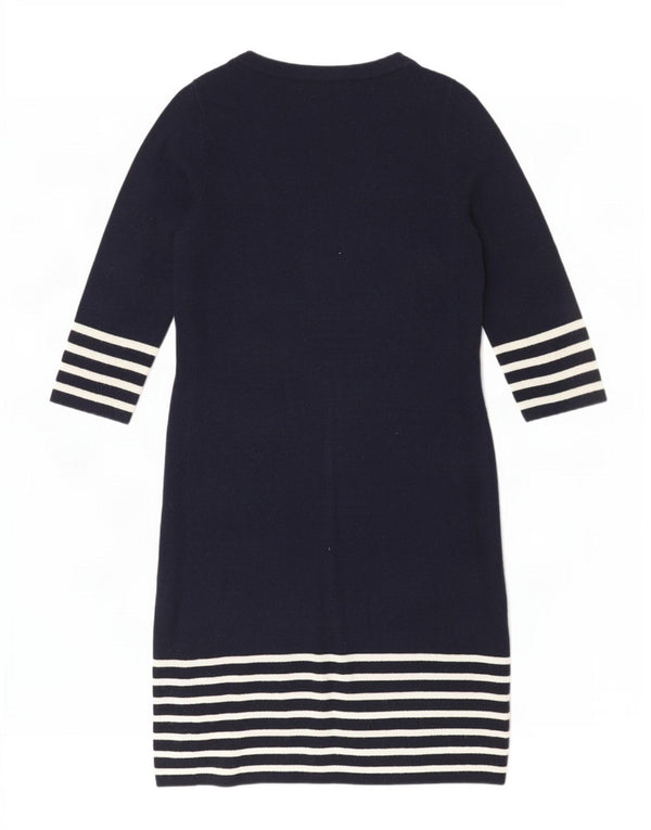 Laura Ashley Γυναικείο φόρεμα 3/4 με μανίκια UK 12 Medium Navy Blue ριγέ