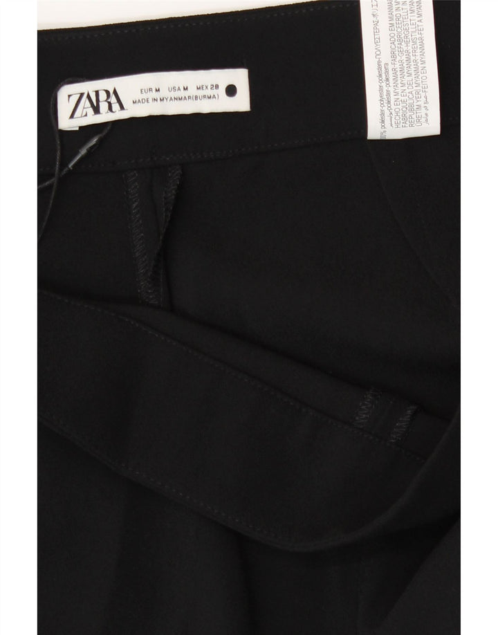 Zara Γυναικείο φαρδύ παντελόνι Casual Medium W30 L33 Μαύρο πολυεστέρα