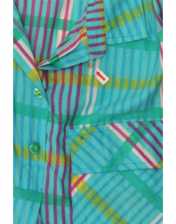 VINTAGE Womens Oversized Pullover Shirt UK 10 Small Blue Check Vintage Vintage and Second-Hand Vintage from Messina Hembry 