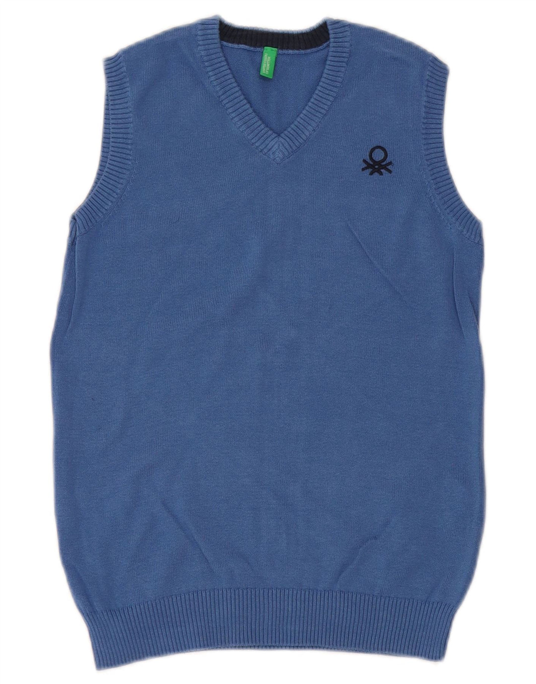 BENETTON Boys Vest Tank Top 8-9 ετών Μεγάλο Μπλε Βαμβακερό