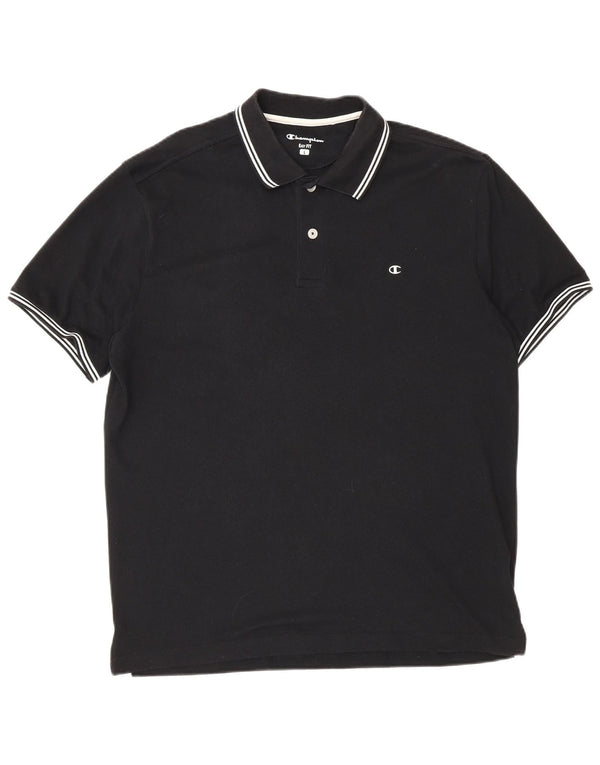 Champion Mens Easy Fit Polo πουκάμισο μεγάλο μαύρο βαμβακερό