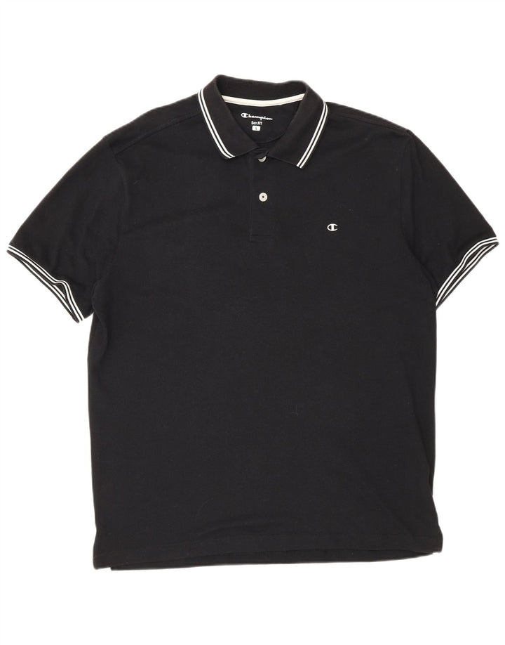 Champion Mens Easy Fit Polo πουκάμισο μεγάλο μαύρο βαμβακερό