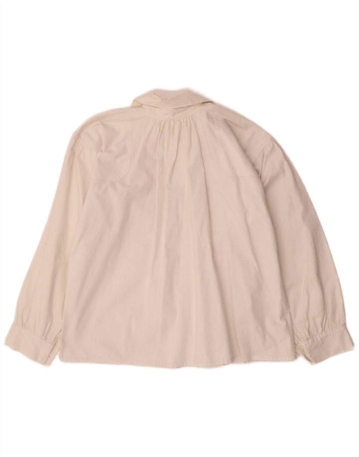 VINTAGE Γυναικείο πουκάμισο Μπλούζα UK 12 Medium White Floral