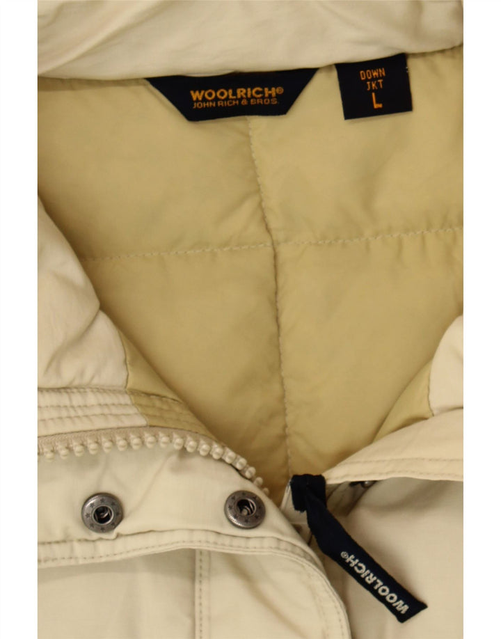 WOOLRICH Womens Hooded Padded Coat UK 16 Large Beige Nylon Vintage Woolrich and Second-Hand Woolrich from Messina Hembry 