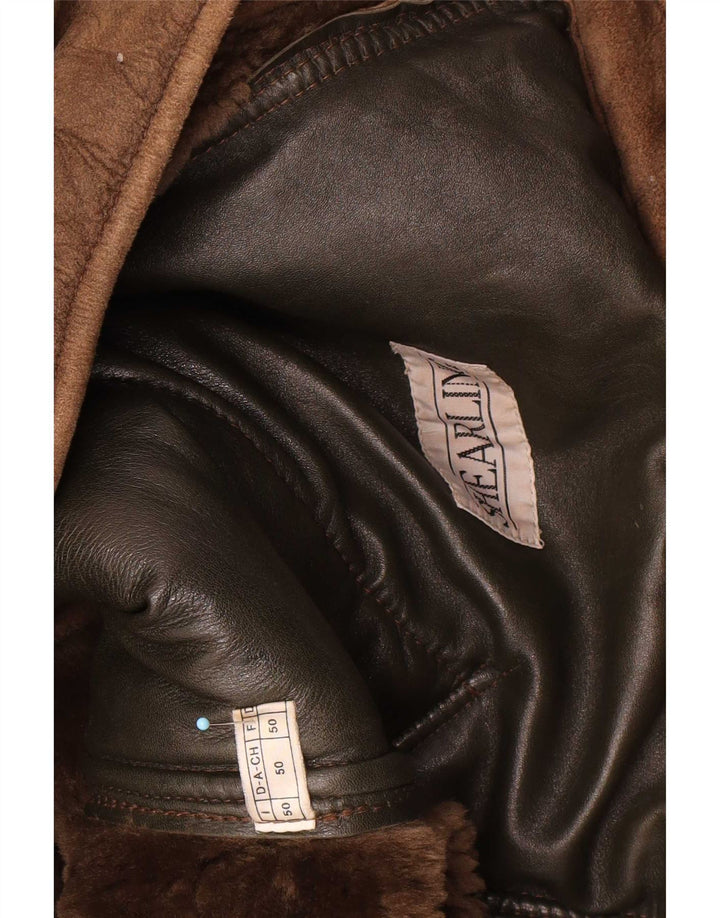 Vintage Ανδρικό Shearling Jacket IT 50 Large Brown