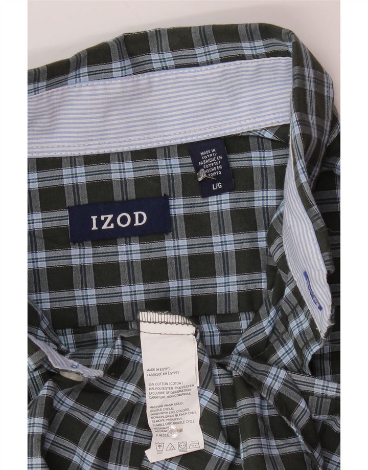 Ανδρικό πουκάμισο IZOD μεγάλο χακί βαμβακερό Gingham