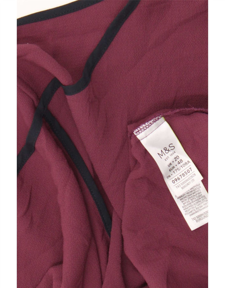 Marks & Spencer Γυναικεία κανονική μπλούζα τοπ UK 20 2XL μπορντό πολυεστέρας