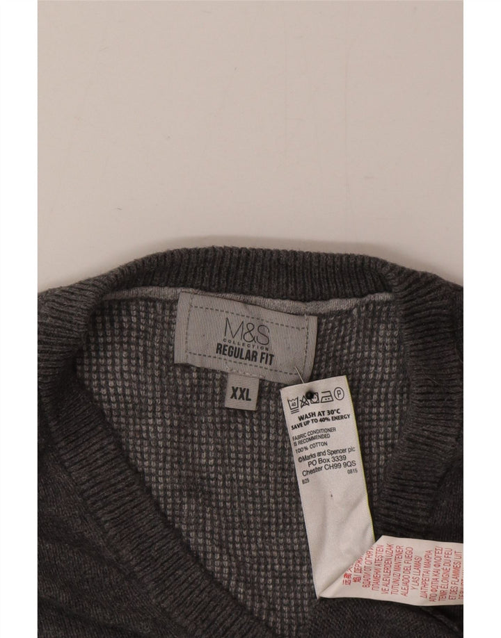 Marks & Spencer Ανδρικό φανελάκι με κανονική εφαρμογή 2XL γκρι βαμβακερό