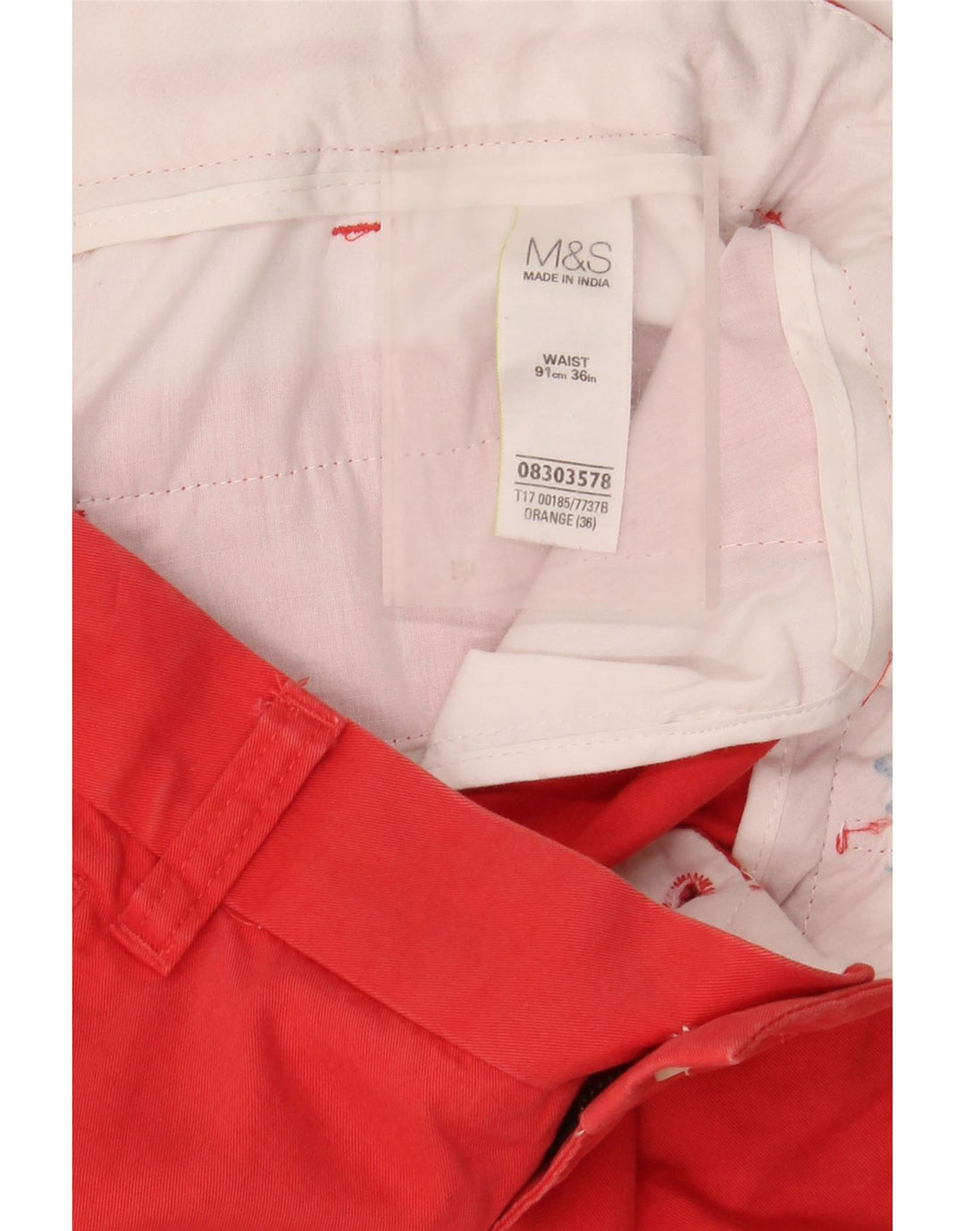 Ανδρικό σορτς Chino Marks & Spencer W36 μεγάλο πορτοκαλί βαμβακερό