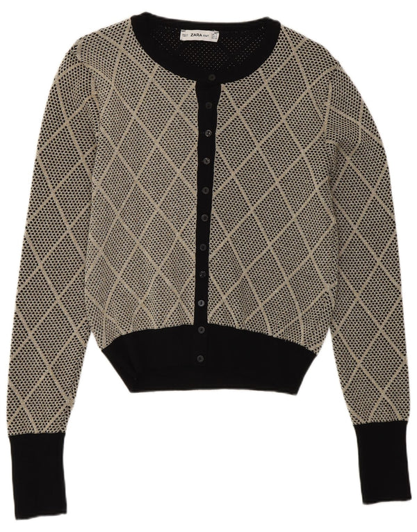 Zara Γυναικεία ζακέτα UK 10 Small Grey Argyle/Diamond Viscose