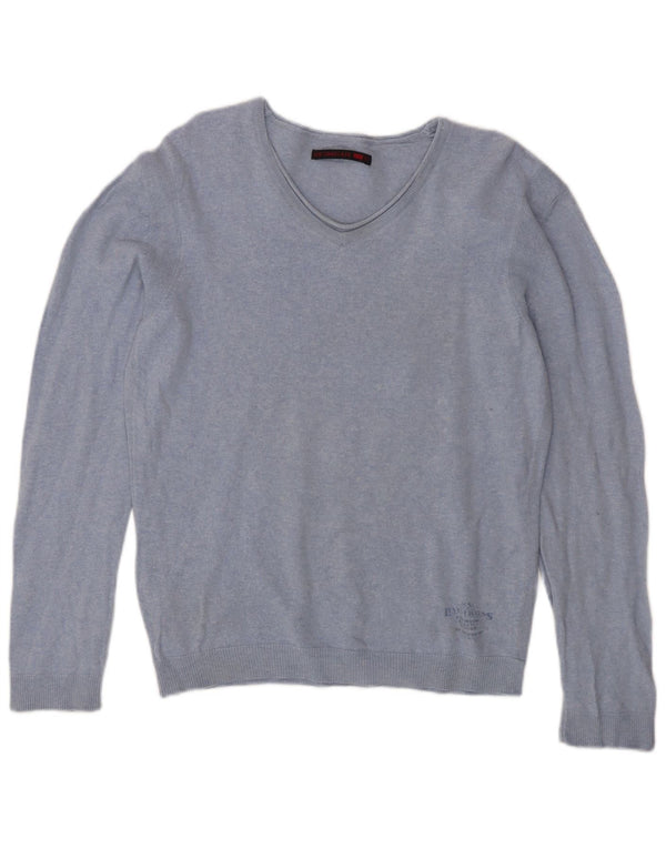 Γυναικείο πουλόβερ Levi's με V λαιμόκοψη UK 16 μεγάλο μπλε βαμβακερό