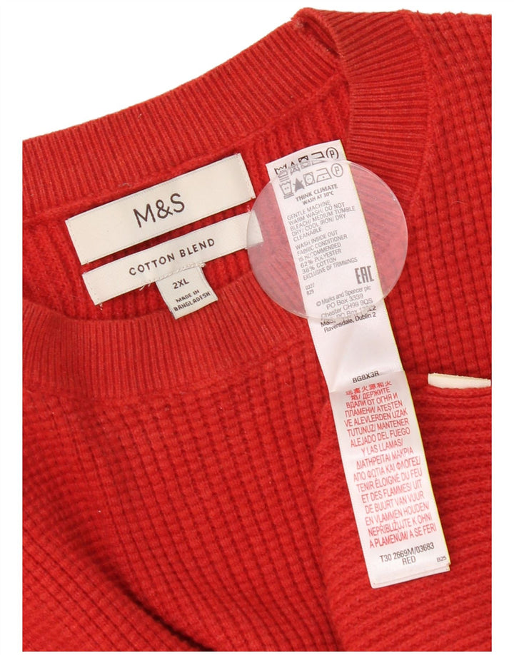 Marks & Spencer Ανδρικό πουλόβερ με λαιμόκοψη 2XL κόκκινο πολυεστέρα