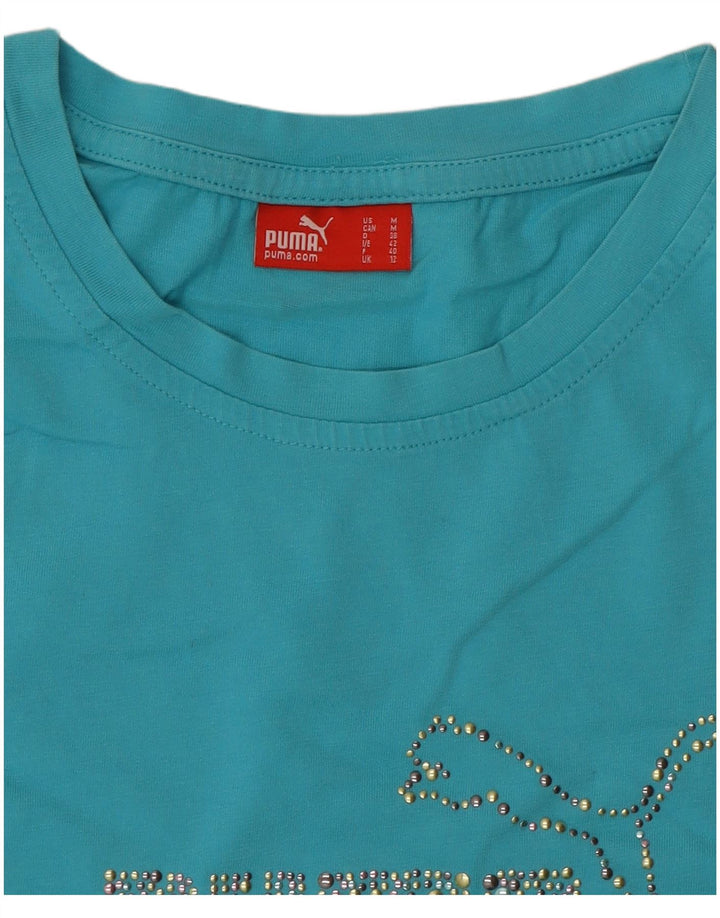 Γυναικείο γραφικό μπλουζάκι Puma Top UK 12 Medium Blue