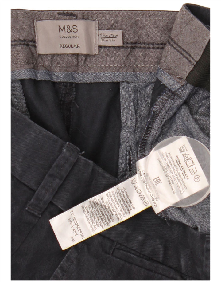 Marks & Spencer Ανδρικό ίσιο κανονικό παντελόνι Chino W38 L31 Navy Blue