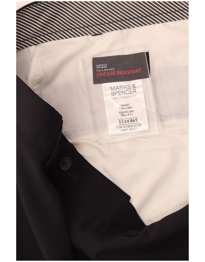 Ανδρικό ίσιο παντελόνι Marks & Spencer W40 L31 Navy Blue Polyester