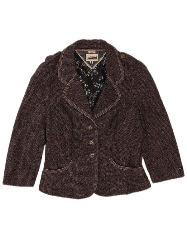 Tommy Hilfiger Womens Military 3/4 Sleeve Blazer Jacket UK 10 Small Purple