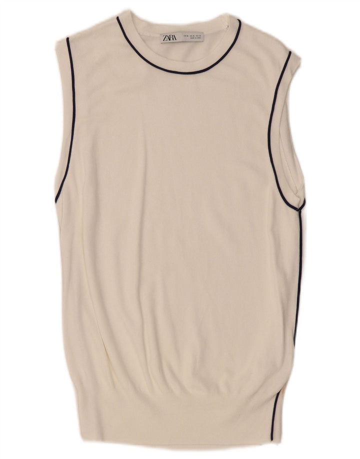 Γυναικείο γιλέκο ZARA Tank Top UK 18 XL Λευκή βισκόζη