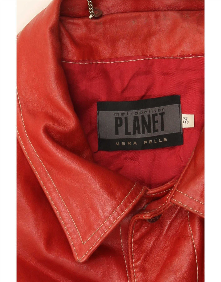 Planet Ανδρικό Δερμάτινο Μπουφάν IT 54 2XL Κόκκινο