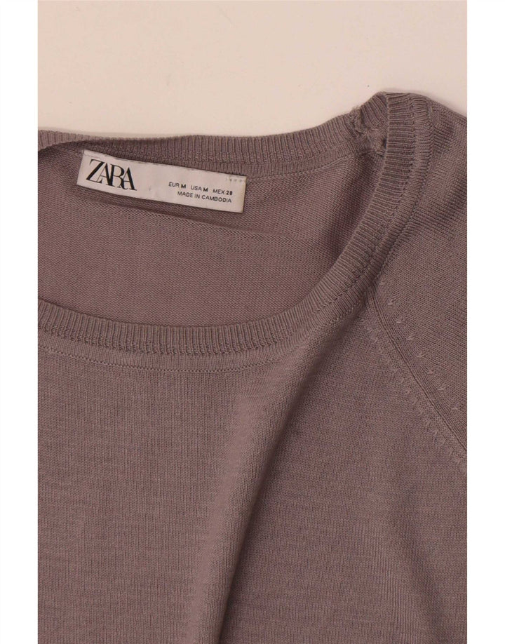 Zara Γυναικείο πουλόβερ με λαιμόκαυστο UK 14 Medium Grey