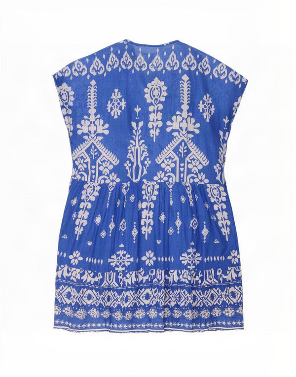 Zara Womens Kaftan Dress UK 14 Medium Blue Paisley