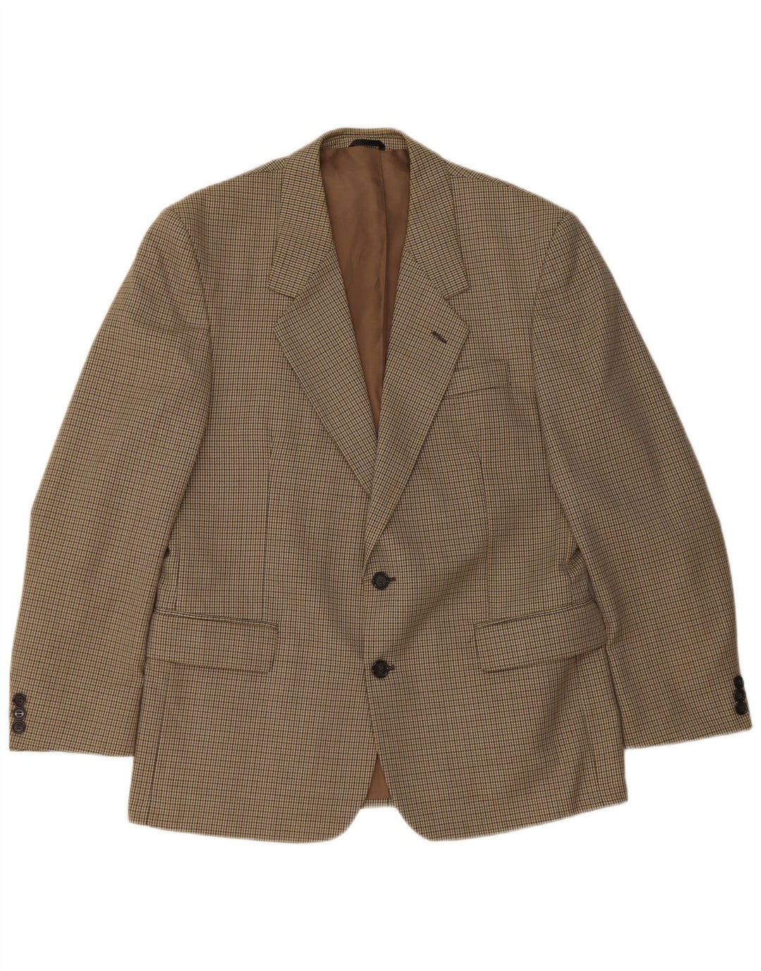 Bersani Ανδρικό σακάκι με 2 κουμπιά σακάκι UK 40 Large Brown Houndstooth Πολυεστέρας
