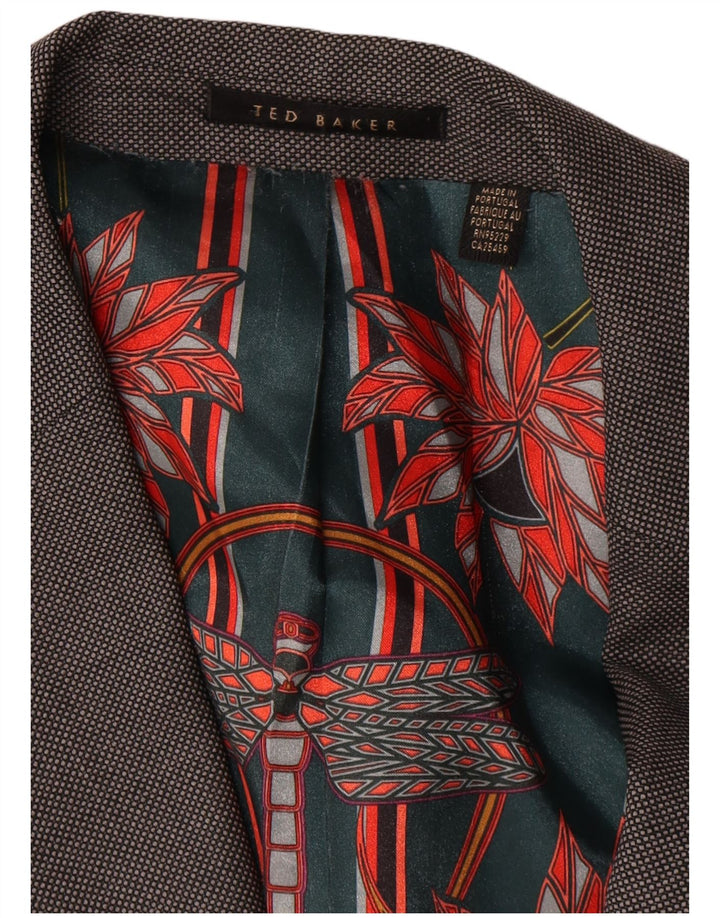 Ted Baker Ανδρικό μπουφάν σακάκι με κανονική εφαρμογή 2 κουμπιών UK 44 2XL γκρι μαλλί