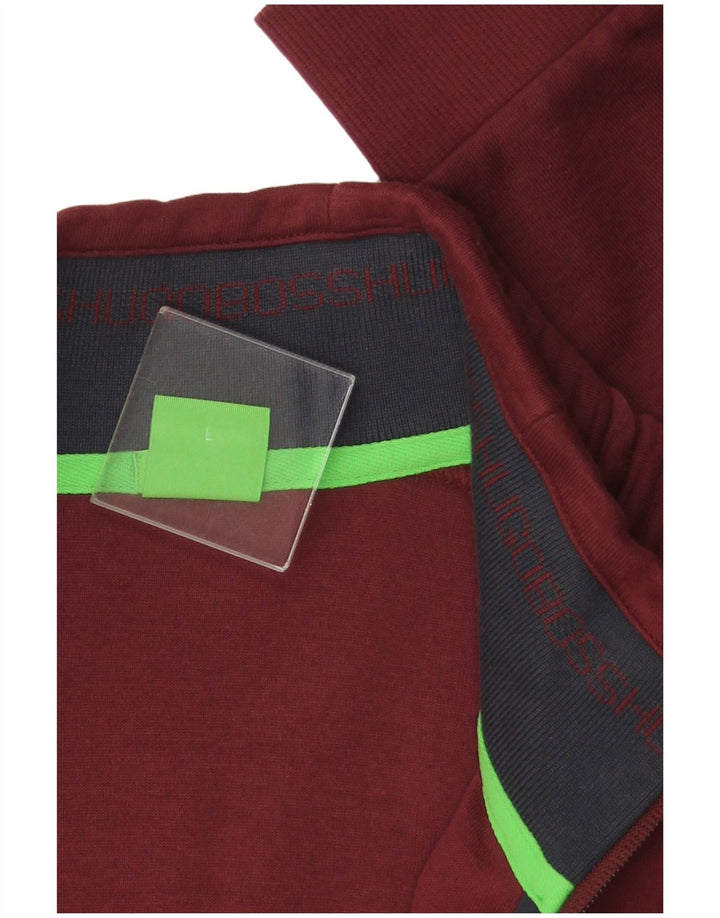 HUGO BOSS Ανδρική φόρμα γυμναστικής φόρμας μπουφάν μεγάλο βαμβακερό μπορντό