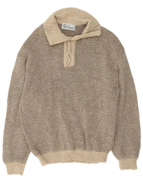 Ανδρικό πουλόβερ με λαιμόκοψη Bizzarro IT 48 Medium Beige Flecked