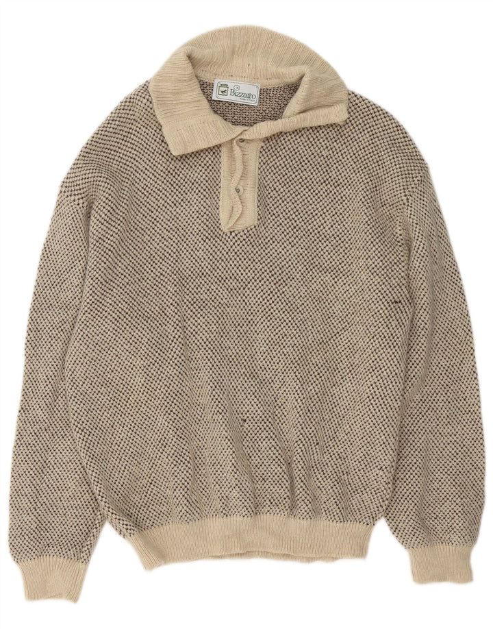 Ανδρικό πουλόβερ με λαιμόκοψη Bizzarro IT 48 Medium Beige Flecked