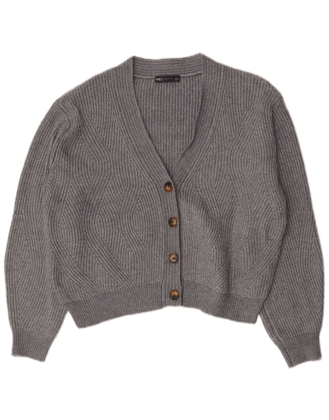 Marks & Spencer Γυναικείο πουλόβερ με ζακέτα UK 16 Large Grey