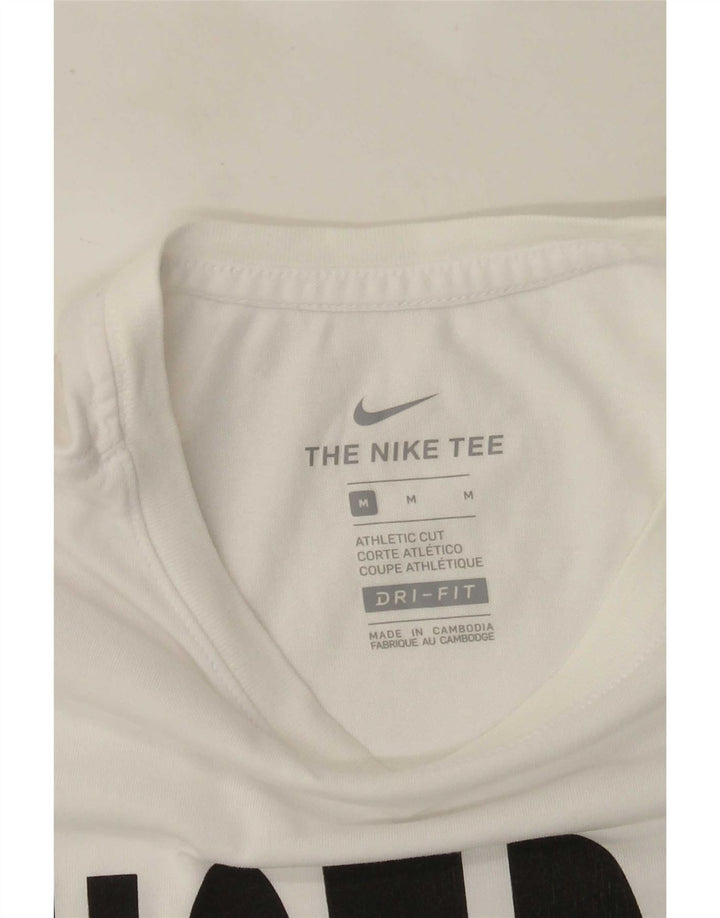 Ανδρικό γραφικό μπλουζάκι NIKE, Dri Fit, μεσαίο λευκό