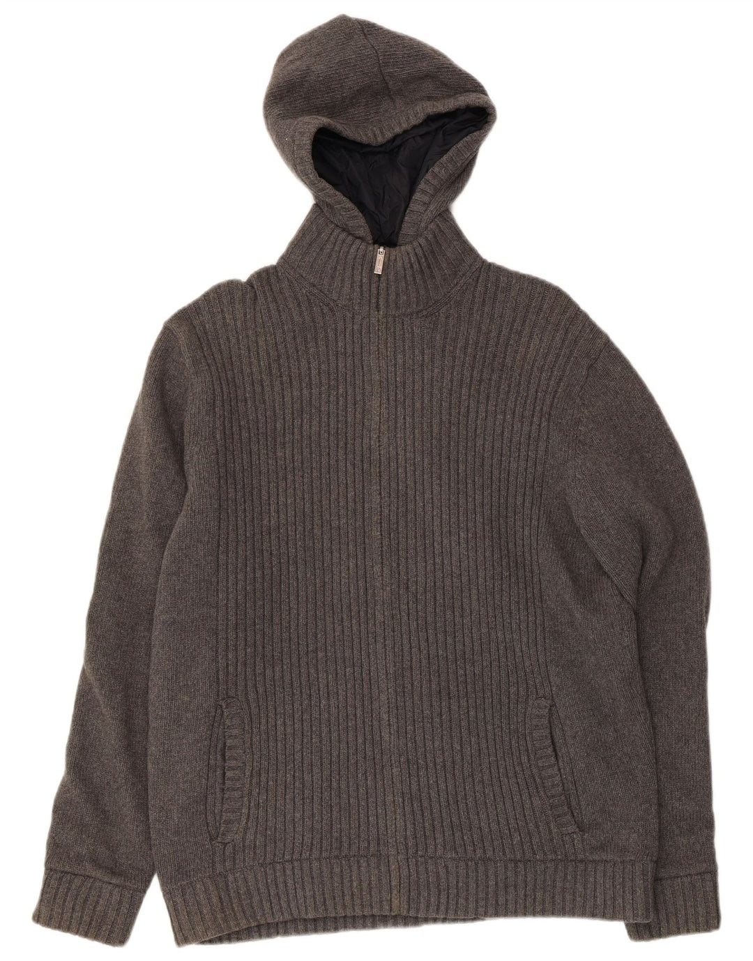 Ανδρικό πλεκτό μπουφάν με κουκούλα Massimo Dutti UK 42 XL Γκρι