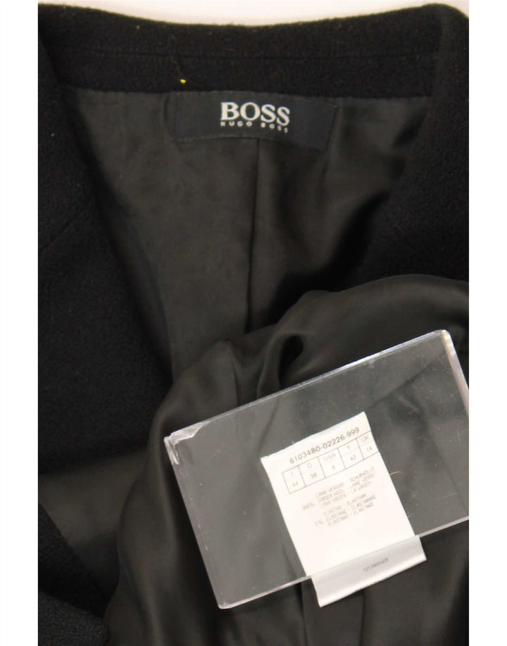 Hugo Boss γυναικείο σακάκι με 3 κουμπιά UK 14 μεσαίο μαύρο παρθένο μαλλί