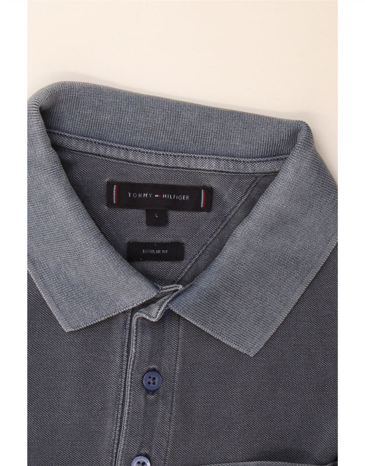 Tommy Hilfiger Ανδρικό πουκάμισο Polo με κανονική εφαρμογή, μεγάλο μπλε ναυτικό